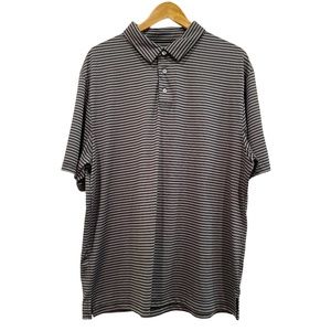 PGA Tour Men's Golf Short Sleeve Polo Black White Stripes, Size XL